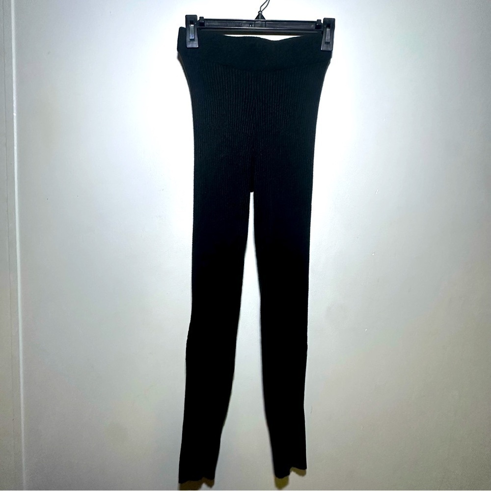 Varley Mocado Rib Knit Black Leggings Size Medium Yoga Travel Second Skin